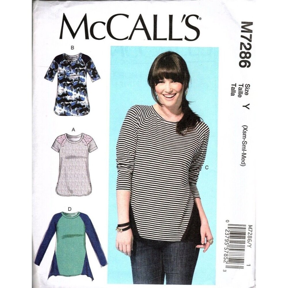 McCalls M7286 Womens Knit Tops Sewing Pattern XSmall-Large